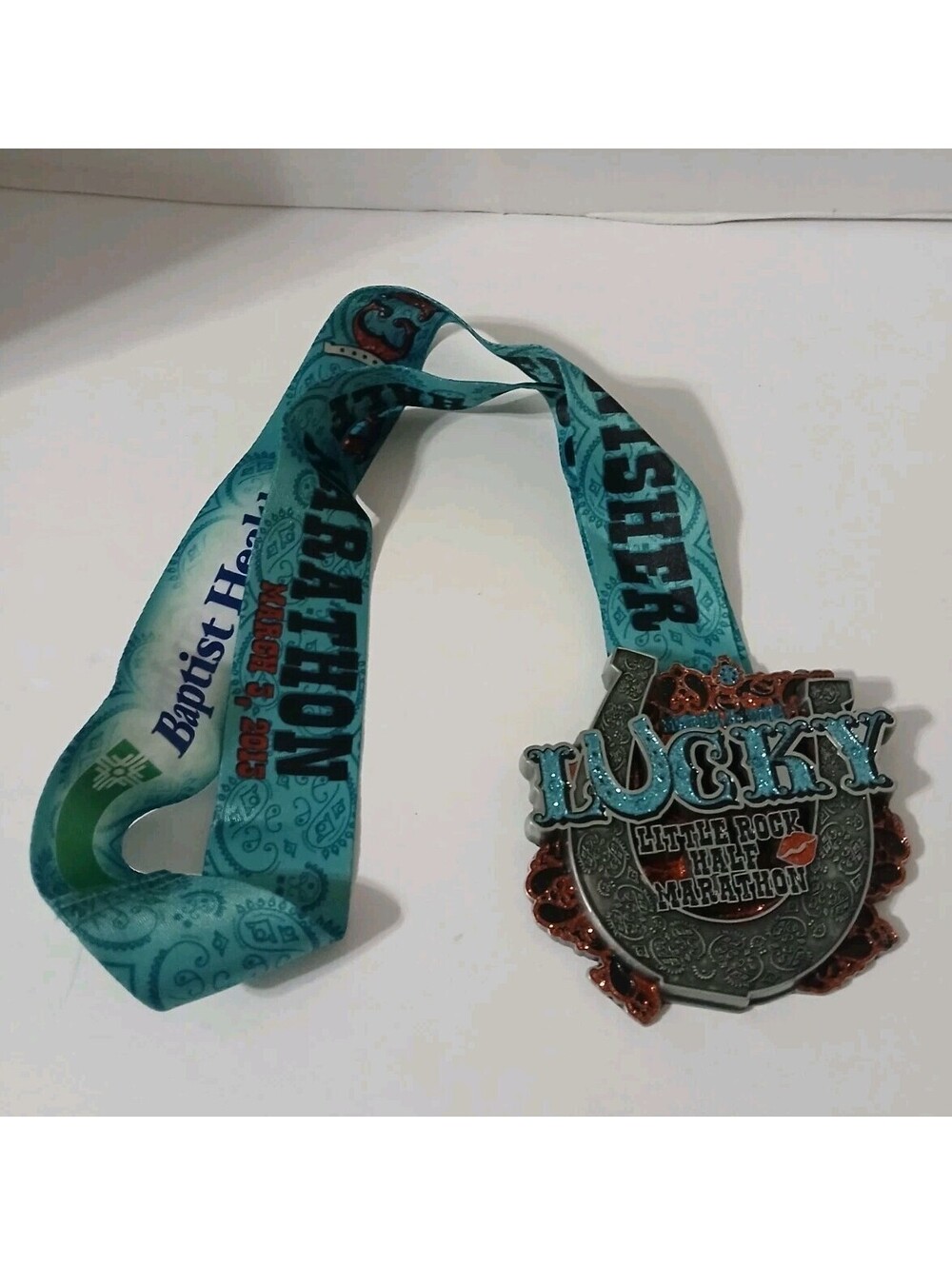 2013 Little Rock Half Marathon Race Medal "LUCKY" Lanyard Participation